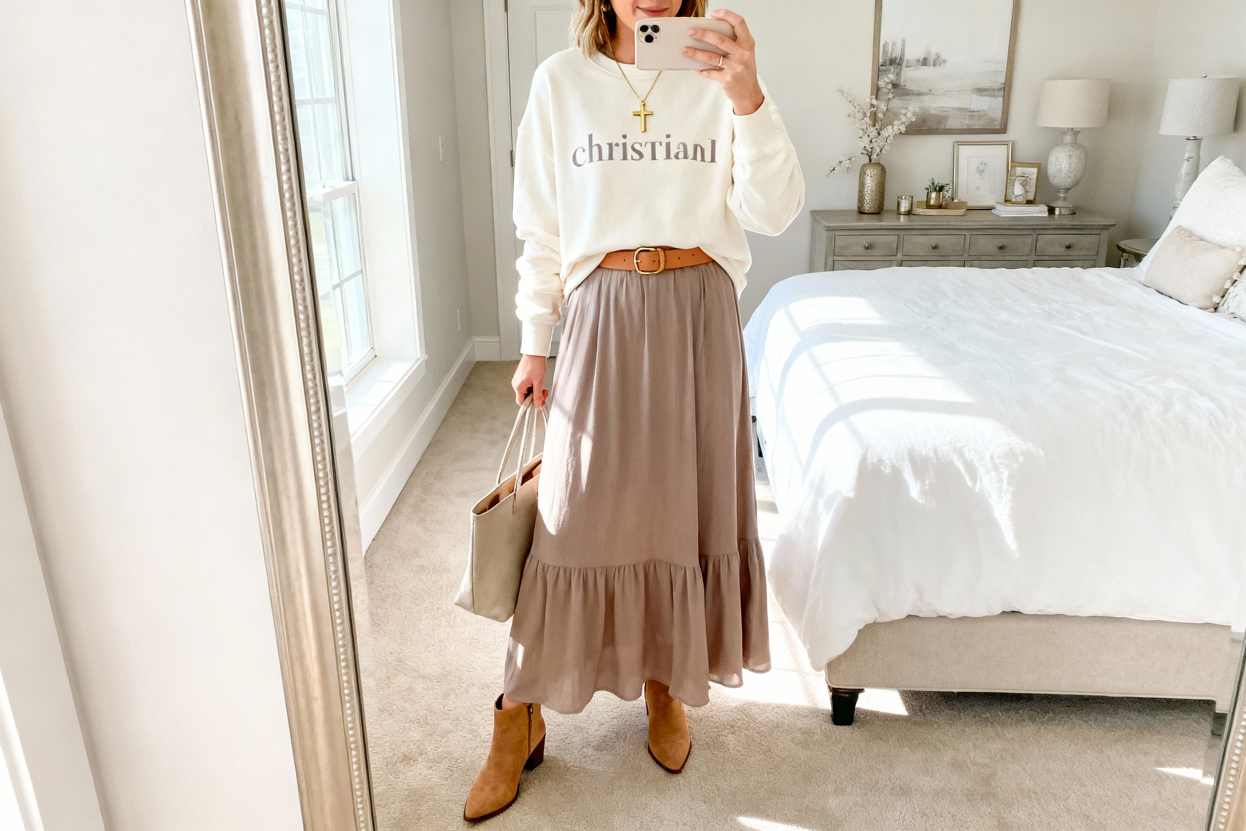 Christian Crewneck Layered Over Maxi Dresses: Graceful & Conservative Looks You’ll Love