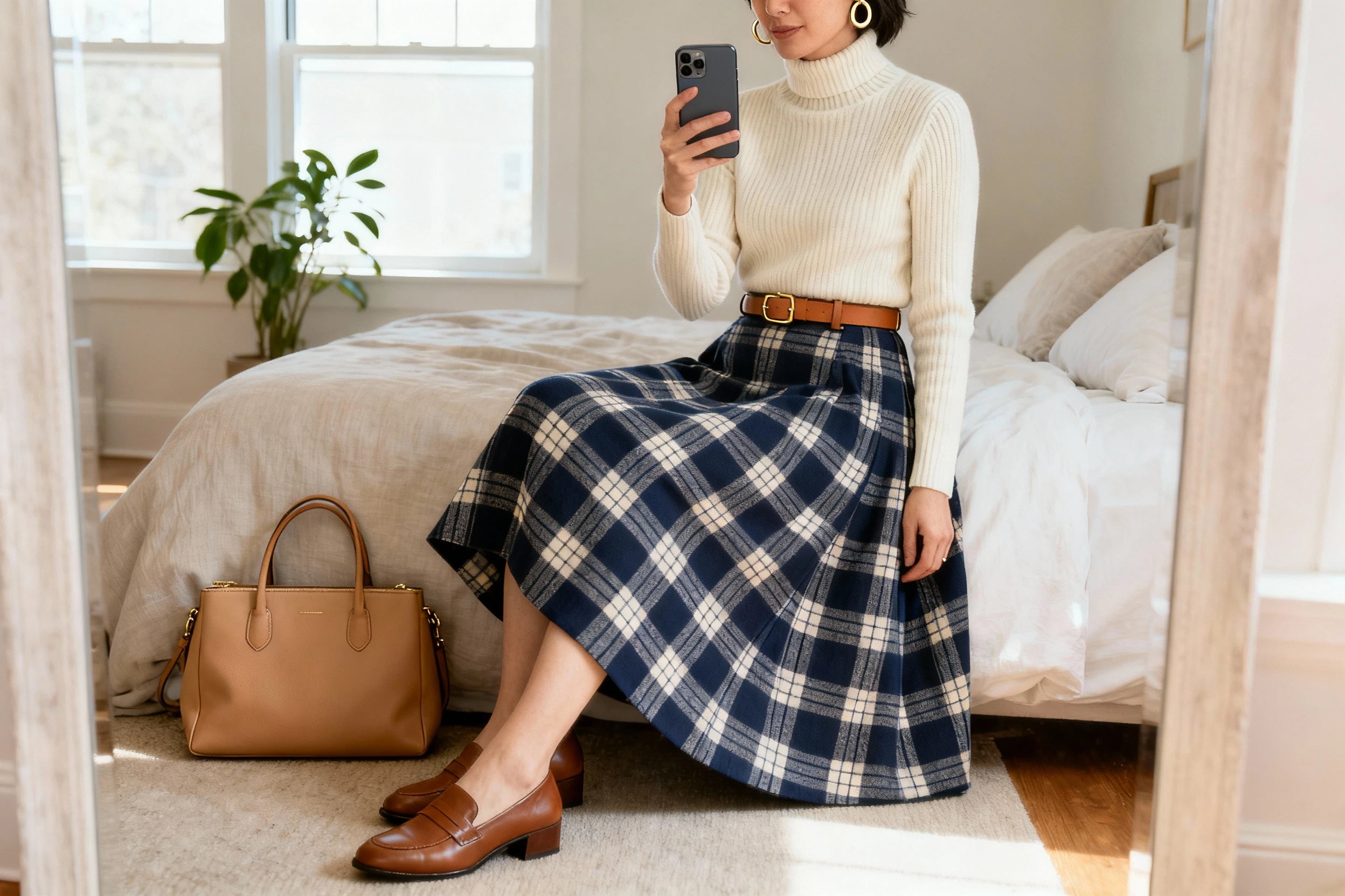 Simple Church Outfits Casual Featuring Classic Plaid Long Skirts You’ll Wear on Repeat
