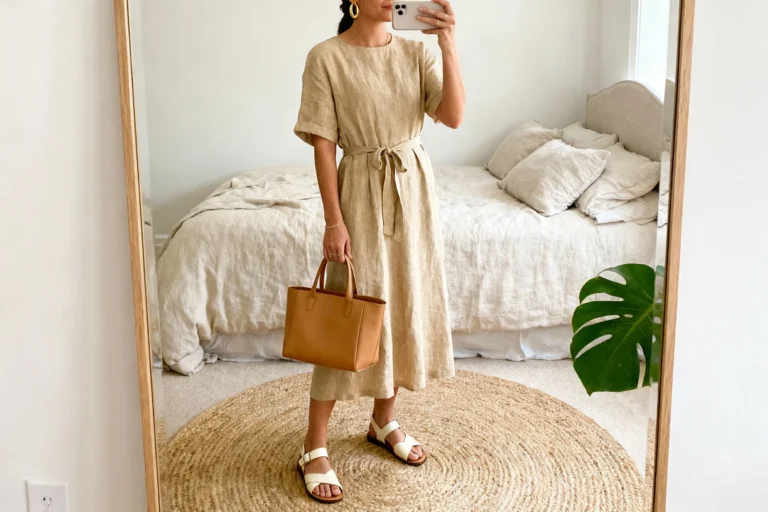 Simple Church Outfits Casual in Solid Neutral Linen Fabrics You’ll Wear on Repeat