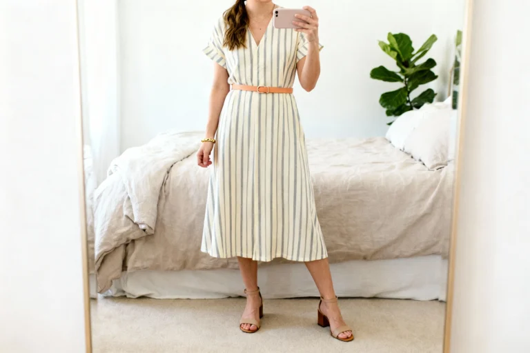 Simple Church Outfits Casual Using Subtle Striped Modest Dresses That Feel Effortlessly Chic