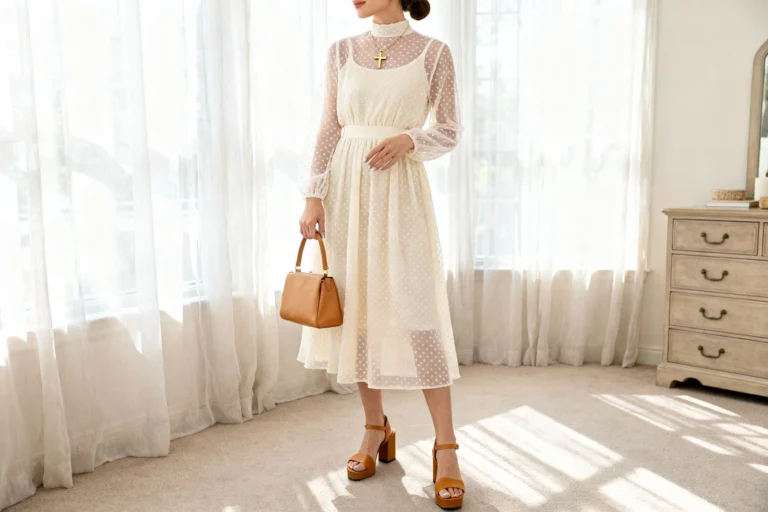 Swiss Dot Opaque Fabrics – Church Dress Ideas for Conservative Christian Style You’ll Love